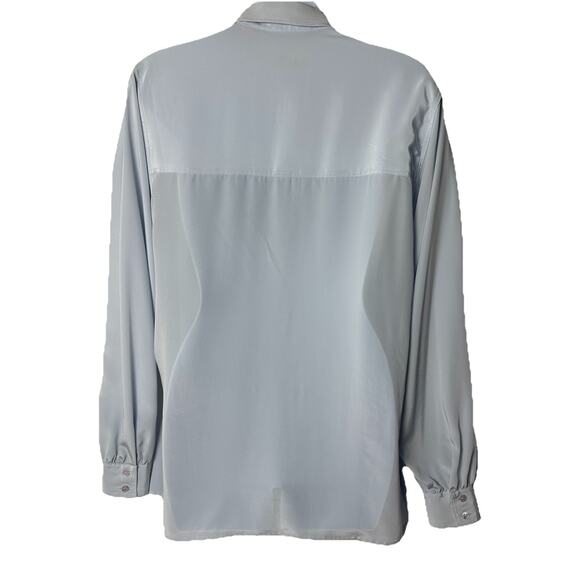 Liz Claiborne Light Blue Button Blouse Women Sz 8 Work Wear Career Shirt Vtg 80s - Picture 5 of 11